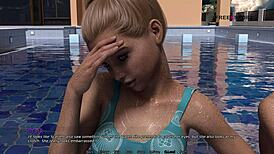 Watch Mark Dive into Pool Games with His Stepsister and Friends in Dorm Hentai Action!