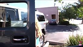 Blonde sucks dicks through glory hole in bdsm mansion