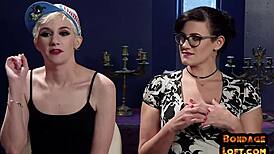 submissive bdsm babes sharing a strict dom's hard cock