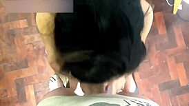 I give a blowjob to the neighbor when I invite him to see my new huge boobs.