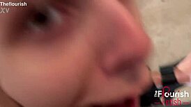 evie christian bound on obedience bench in garage bondage session