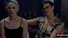 submissive bdsm babes sharing a strict dom's hard cock