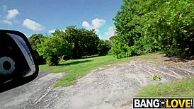 Selena Sosa's Hairless Brunette Riding Cumshot on Bus