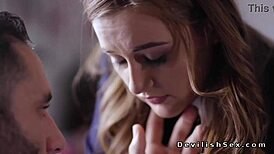 teen student feels intense pleasure fucking big cock dean in office