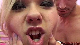 first timer aubrey addams takes monster cock in pigtails and socks