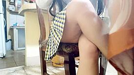 Student masturbates while stepfather walks away in study room