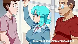 Big boobed woman gets double teamed in the subway