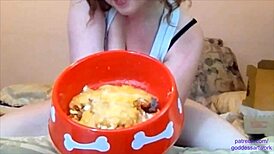 Mistress Spits Food for Her Submissive Slave