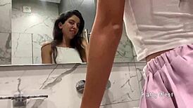 Wow! H Girl Sucks Cock and Bangs Hard in School Shower POV