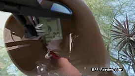 Special Car Wash With Three Sluts Ready For Foursome