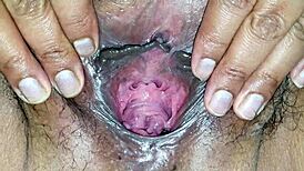 I'm gaping my big fat hairy pussy wide open.