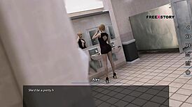 All sex scenes of Nora - Dreams of Desires game - Alex fucking all three holes of Nora in ladies washroom.