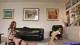 british milf in lingerie licks stockinged lesbian partner