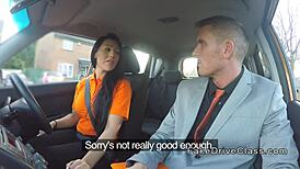 The big cock examiner bangs the driving student in public.