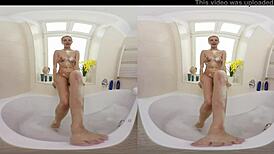 i'm nikky dream, your slut giving footjob and assfucking in bathroom with fishnets