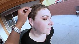 Jane Judge's haircut before and after outdoors