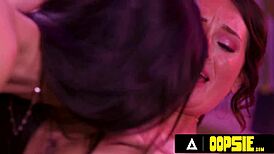 lesbian rivals get sloppy with strap-on in wet rough threesome