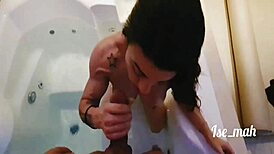 Beautiful Brunette Latina Enjoys a Relaxing Bathtub Soak with Her Cute Partner in the Pool