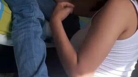 Man, this hot school babe sucks dick like a pro till cumshot after class!