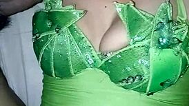 I visito my tia and find her dress as duendecita and she give me oral as christmas regalo