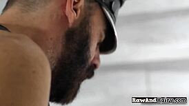 horny gay bear passionately bangs otter's ass in rough session