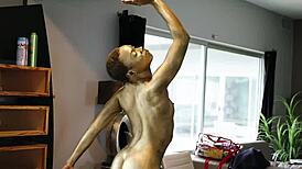 Alexis Fawx and Ana Foxxx in artsy lesbian body paint