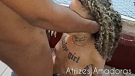 blonde girl in bedroom deepthroat scene