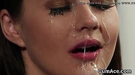 Unusual idol in blowbang pov blowjob handjob gets facial bukkake cumshot gulping juice