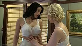 Lesbian girls Siri and Jelena dive into big tits and wet pussy licking