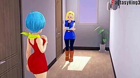 android 18 and gohan fucking while bulma finds out in dragon ball zex