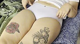 Close-Up POV of Latina Amateur Showing White Panties Marking Her Cute Pussy