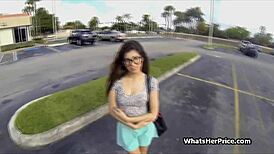 fucking a cute broke teen in glasses for quick cash deal