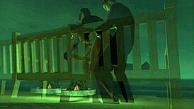 sneaking into the beach house for a quick sex session during the party