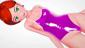 gwen from ben10 in bikini on bed learns new things in adult parody doggystyle