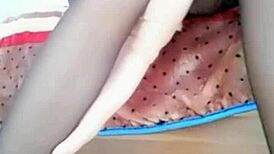 asian goddess in high heels black stockings gets homemade fucked 😍