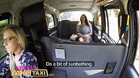 Female Fake Taxi Tarts Stretch Wet Pussies With Cucumber In Wild Car Play