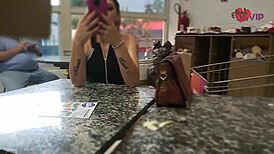 cristina almeida showing off in 24-hour market with upskirt skirt