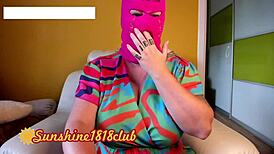 Neon Pink Skimaskgirl Flaunts Her Massive Boobs On Webcam In Bold Display