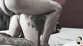 prostitute chokes on big black cock in interracial scene