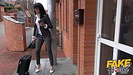 Posh Woman Blows Redhead Teen in Dorm