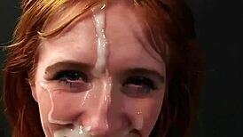 foxy bombshell takes cum load on face and swallows it all 😍💦