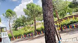 Busty Romanian Deedee swallows Torbe's cum after park catch