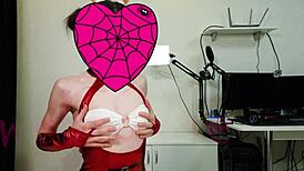 horny petite pinay doing lotion tease, she's so sexy with her boobs