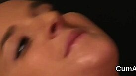 foxy bombshell takes cum load on face and swallows it all 😍💦