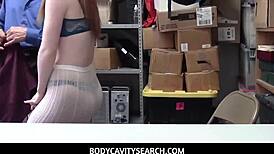 so, this redhead thief ella hughes got caught and hard punished after a striptease