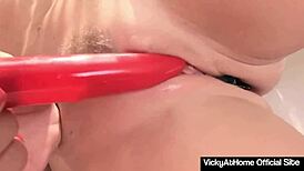Big Assed Vicky Vette Strips to Masturbate by the Pool in Solo Action