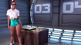 Pink Hair Ebony Babe Inserts Vibrator Into Hairless Pussy During Masturbation