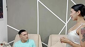 my stepmother wanted to try my dick and i gave her a creampie in her throat full story