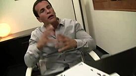 Brunette RIDES cock from GLORYHOLE, muff diving with dirty talk