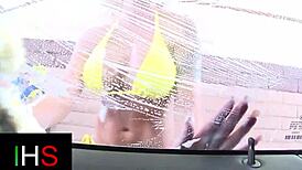 Watch this horny milf bend over for a monster cock pounding her wet pussy!